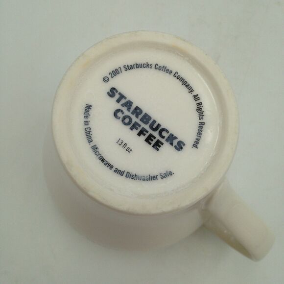 Starbucks Coffee Company Mug 13 oz White with Teal Blue Interior 2007 - Picture 6 of 7